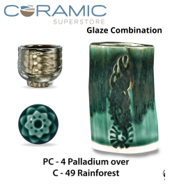 Palladium PC-04 over Rainforest C-49 Pottery Cone 5 Glaze Combination Palladium PC-04 over Rainforest C-49 Pottery Cone 5 Glaze Combination